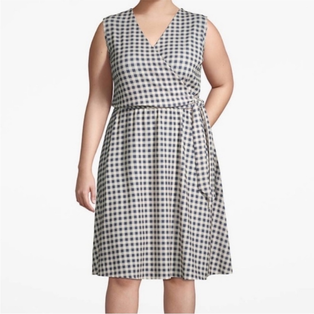 Lane Bryant Gingham Buffalo Plaid Wrap Dress with Side Tie Size 18/20